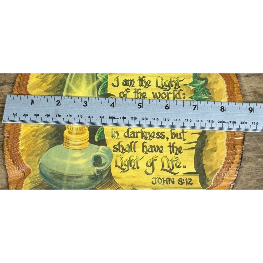 Vintage John 8:12 Wood Slice Wall Plaque Prayer Floral Rustic Cabin Decor - Picture 6 of 6